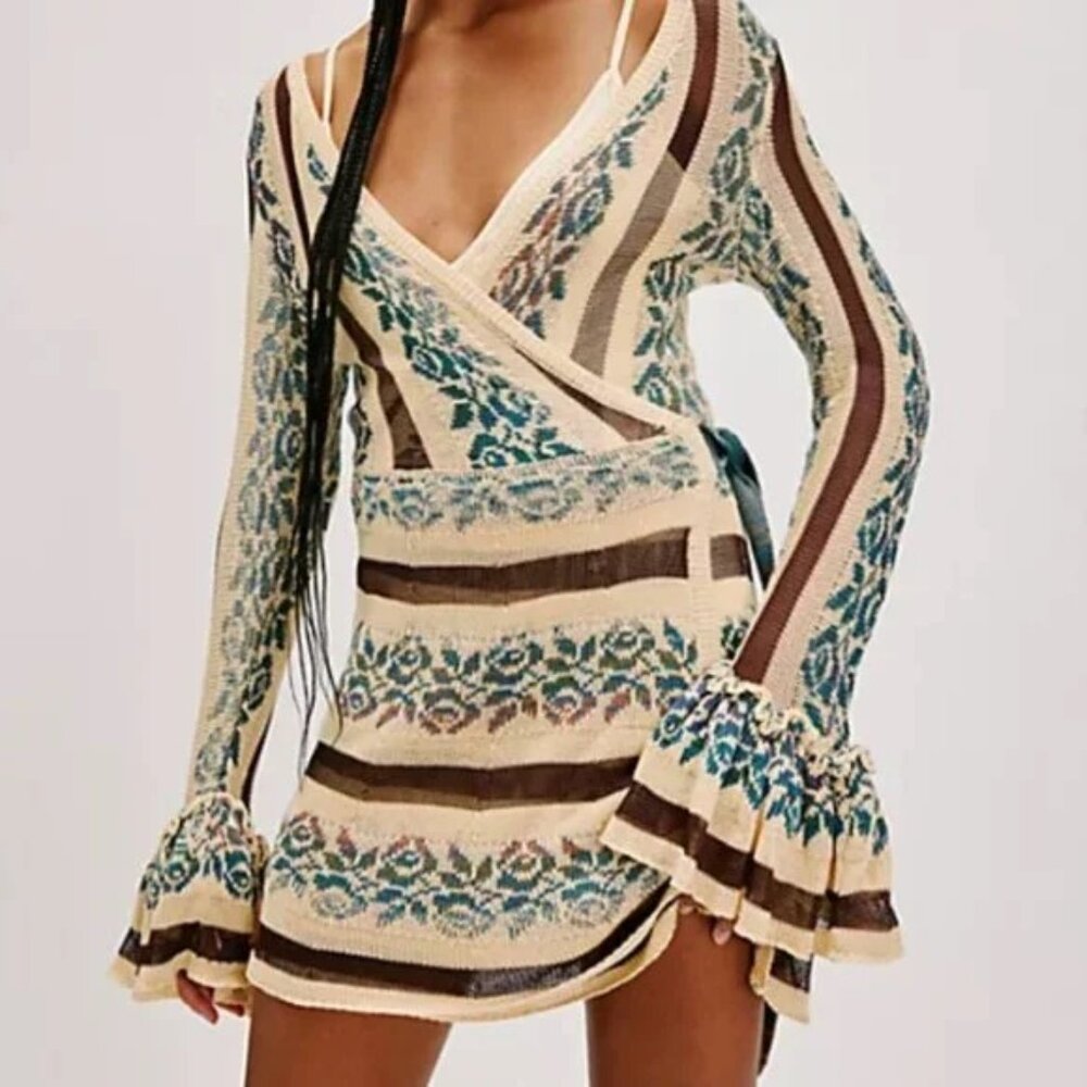 Free Peopke Bohemian Knit Wrap Cardigan Size L USED